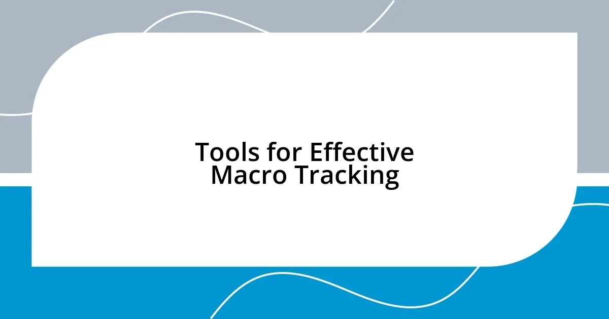 Tools for Effective Macro Tracking